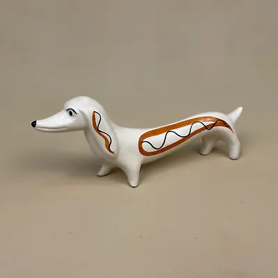 Vintage 1950's Kitsch Sausage Dog Figure Model Dachshund Ceramic Brown Standing • $33.57