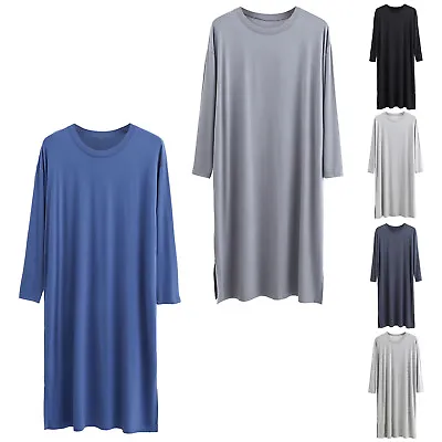 Mens Dress Soft Nightshirt Sides Split Sleepwear One Piece Bathing Suit Loose • $21.19