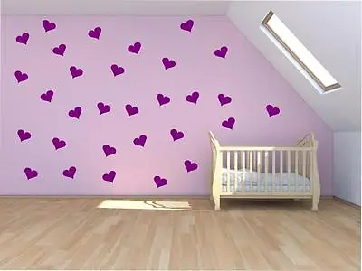 24 Heart Love Wall Stickers Kid Decal Art Nursery Bedroom Vinyl Decals • £3.49