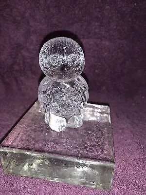 Vintage Crystal Owl Figurine 3.25  Clear Glass 24% Lead Crystal • $13.99