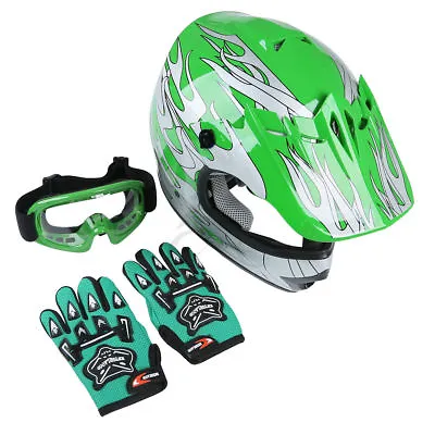 DOT Youth Kids Helmet Dirt Bike ATV Motocross Off-Road S/M/L/XL Goggles Gloves • $42.99