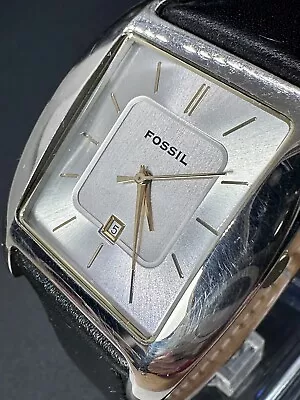 Working Fossil Arkitekt FS-3087 Leather & Stainless Steel Men's Square Watch R3 • $30