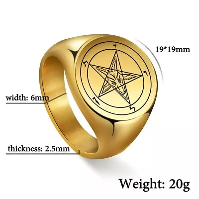 Occult Baphomet Satanic Men's Ring Witch Church Of Satan Cross Big Rings • £5.51