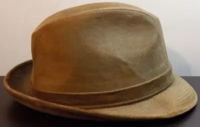 Vintage Youngan Harris Cotton/Rayon Fedora Hat Mens Brown Size 7-7 1/18 • $24.95