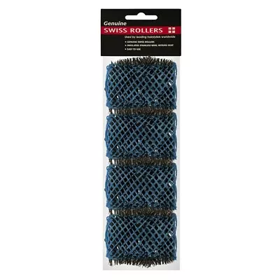 ORIGINAL SWISS Brush Rollers 42mm Blue - 4 Pack - Hair Salon Quality • $20.90