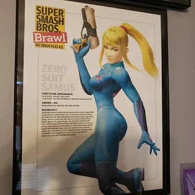 Framed 2007 Super Smash Bros Brawl Zero Suit Samus Feature Video Game Wall Art • $35