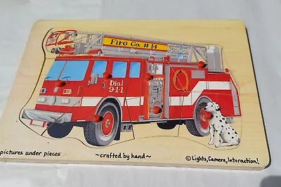 $8.99 • Buy Melissa & Doug Wooden Fire Truck Peg Puzzle Age 2 & Up As IS