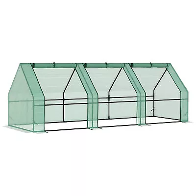 Outsunny Mini Greenhouse Garden Planter Zipper Doors Portable 270 X 90 X 90cm • £30.99