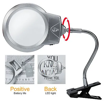 Magnifier LED Lamp Magnifying Glass Desk Table Light Clip In Reading Lamp Clamp • $13.29