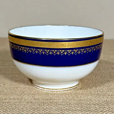 VHTF Minton 1927 Cobalt Blue Rim Gold Encrusted Filigree 5  Cranberry Bowl H4117 • $80