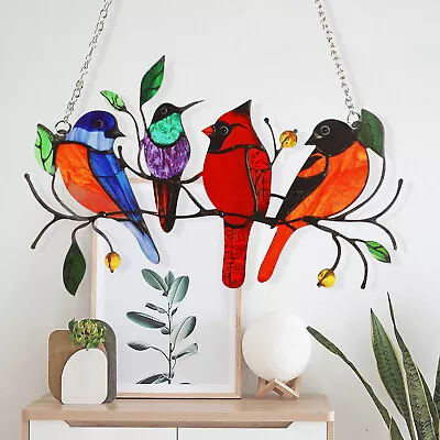 Multicolor Metal Panel Birds Stained Suncatcher Window Hanging Home Yard Decor • $10.98