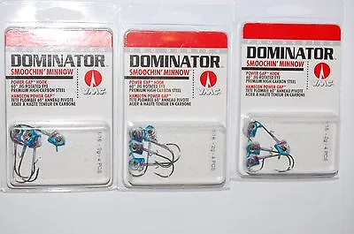 3 Packs Vmc Dominator Smoochin' Minnow Jigs 1/16oz Blue Shiner Jighead W/keeper • $12.95