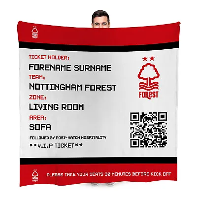 £33.49 • Buy Nottingham Forest FC Ticket Fleece Blanket - Personalised Football Gift For ...