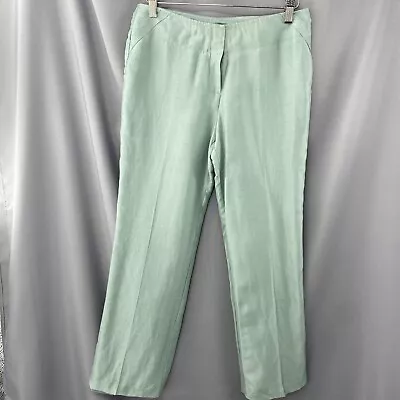 Sigrid Olsen Silk Linen Blend Seafoam Green Pants Size 6 Petite • $22