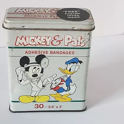 Vintage Disney Mickey Mouse & Pals Adhesive Bandages Tin Empty • $5.95