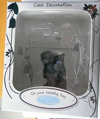 £29.95 • Buy Me To You Bride & Groom Cuddling Teds Under Silver Arch Wedding Cake Topper Rare