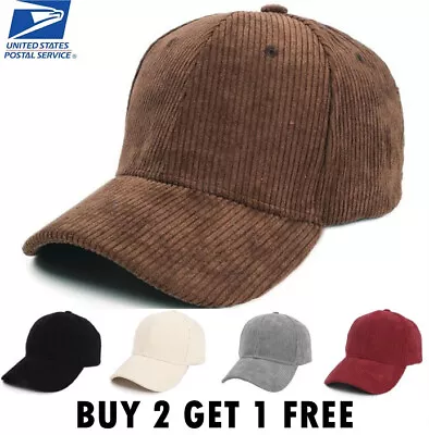 Corduroy Baseball Cap Dad Hat Classic Adjustable Soft Plain Cap • $9.99