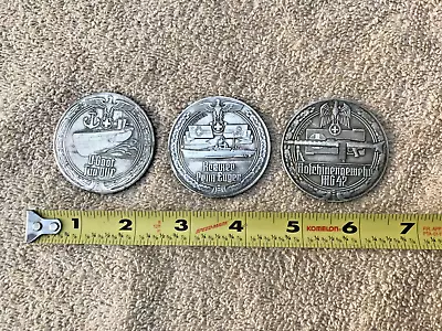 LOT OF 3 LARGE 1939-1945 GERMAN MG-42 U-BOAT CRUISER WWII COMMEMORATIVE COINs • $19.99