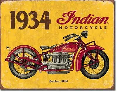 1934 Indian Motorcycle Series 402 Metal Sign Reproduction 41cm X 32cm • $27.95