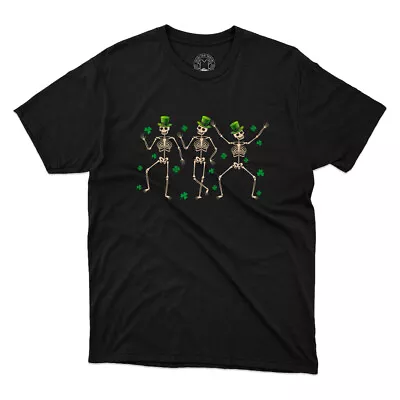 Dancing Skeleton St Patrick's Day Irish Gift Crew Neck Printed Unisex T-Shirt • $14.99