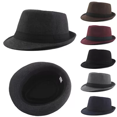 6Colors Classic Men Jazz Hats Round Caps Women Bowler Hat Winter Wide Brim Cap • $16.47