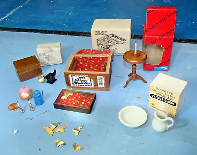 Vintage Dollhouse Lot: Mini Land Trunk Silverware Case Shackman Pitcher Table • $19.99