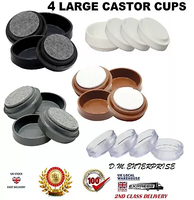 £3.95 • Buy 4 X CHAIR/SOFA CASTOR CUPS Furniture/Carpet/Floor Protectors Caster Feet