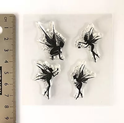 £4.59 • Buy Clear Rubber Stamp Girl Butterfly Sparkle Wing Dandelion Flower Magic Background