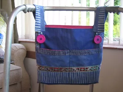 Walking/zimmer Frame Bag With 4 Pockets - Blue/silver/pink • £11.50