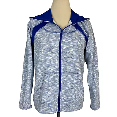 Made For Life Women Jacket Athletic Full Zip Pockets Hoodie Blue Petite Size PM • $25.23