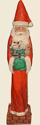Myron Bowman Pencil Santa Claus Figurine Old World Santa With Christmas Present • $18