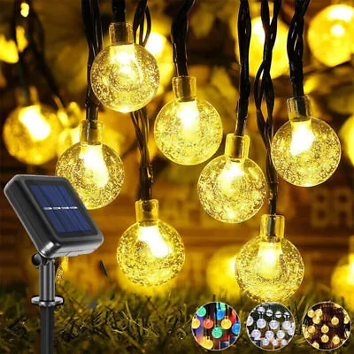 Solar Powered 100 LED Fairy String Lights Outdoor Garden Waterproof Crystal Ball • £6.99