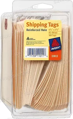 2 Boxes (200 Ct.) Avery Shipping Tags Manila 4-3/4  X 2-3/8  Metal Wire #5 • $29.99