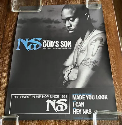 Nas God’s Son Album Music Store Promo Poster Rap 2 Sided 24 X 30 Nashir Jones • £24.10
