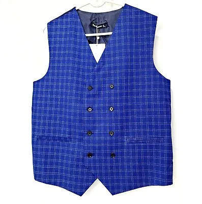 Hanayome Men's Vest Size Large Blue Plaid 2 Pockets • $15