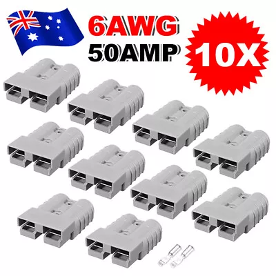 $12.25 • Buy 10x Anderson Style Plug 50 AMP 6AWG Caravan Exterior DC AC Connectors 12V 24V