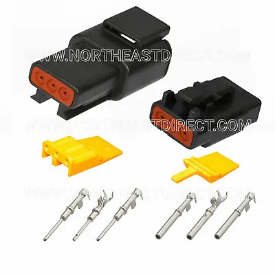 3 Pin Black Deutsch Dtm Dtm04-3p Dtm06-3s Waterproof Electrical Connector Kit • $6.79