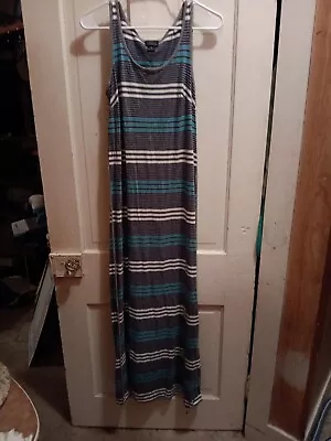 Oh Baby By Motherhood Blue Black Gray Striped Maxi Maternity Dress Size Small • $12.74