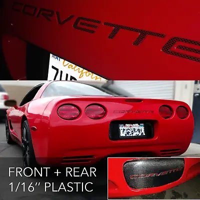 Red Carbon 1/16 Raised Letters For C5 Corvette 97-2004 Front + Rear Us Made • $19.75