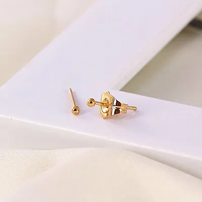 9k 9ct Yellow Gold Plated Men Girls Plain Pin Stud Earrings. 1mm. Gift 2189 • £7.99