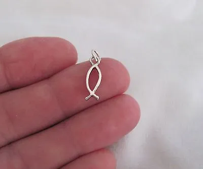 Very Small Sterling Silver 3D Christian Fish Ichthus Mini Tiny Charm. • $9.97