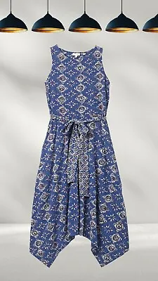 Ex Fat Face Women's Rosa Tile Patch Geo Dress In Blue (A Bit Defect) • £13.12