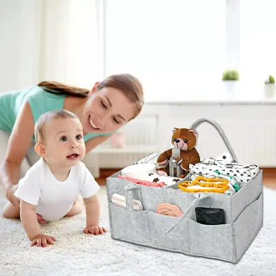 £6.99 • Buy New Baby Diaper Caddy Organizer Felt Changing Nappy Kids Storage Carrier Bag UK