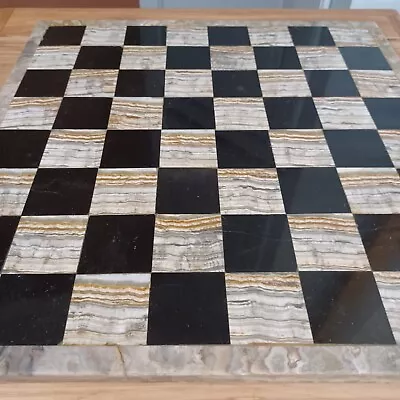 Marble Stone Chess Board 14x14” Game Checkerboard Black With MultiColor Checkers • $52.97