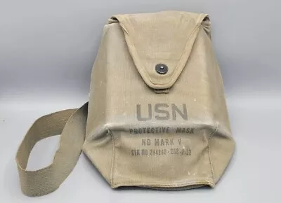 Vintage 1940’s WW2 Navy USN Canvas Service Mask Bag NO GAS MASK  • $28