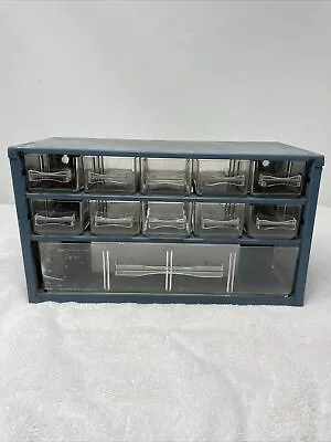 VTG Raaco Blue Metal Parts Storage 11 Drawers 12x6.75”x6” Made In Denmark 🇩🇰 • $27
