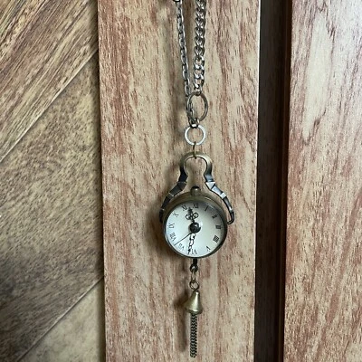 $32 • Buy Free People Time In A Bubble Necklace Clock Pendant Jewelry Boho Vintage Style