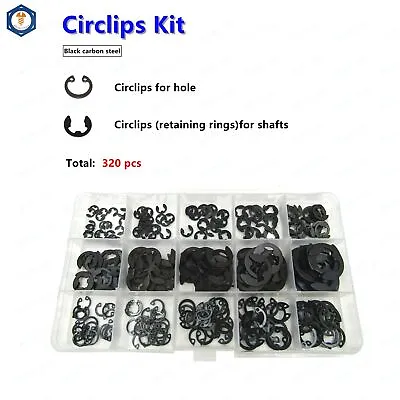 320 Pcs Type E Circlip / Internal Circlips E-Clip Assortment Kit • $17.95