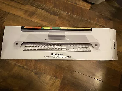 Brookstone Monitor Stand & 4 Port USB Hub White NIB • $30