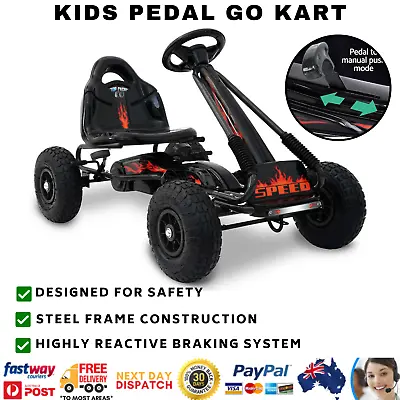 Kids Pedal Go Kart Rigo Car Ride On Toys Racing Bike Rubber Tyre Adjustable Seat • $149.01